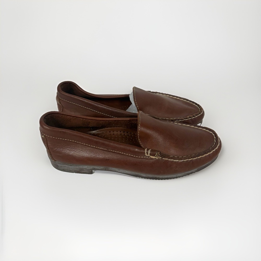 Vintage Dexter Women's 7.5 M Brown Leather Moc Toe Loafers Retro Preppy T1